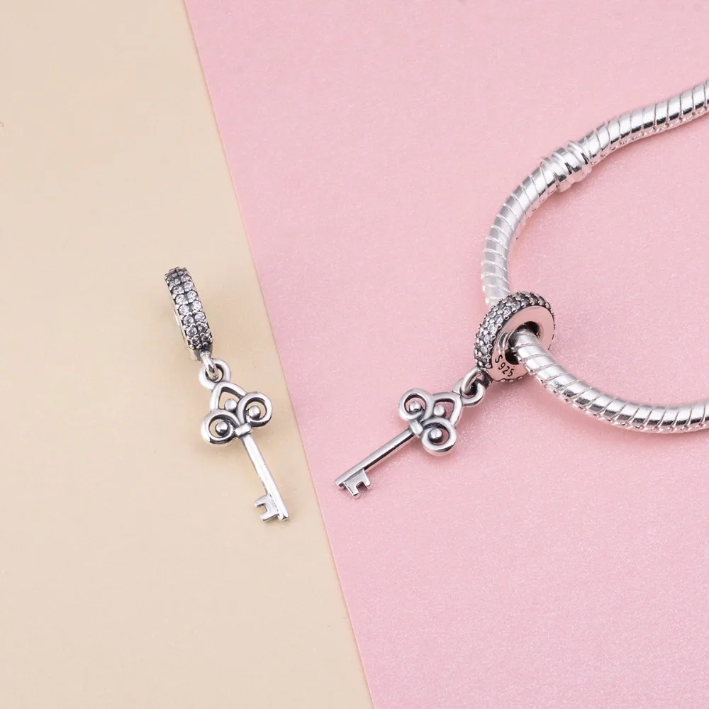 EUDORA Romantic New 100% 925 Sterling Silver Key Lock of True Love Pendant Charm fit Women Bracelet Necklace DIY Jewelry CYZ055 Fashion Jewelry