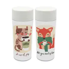Aislamiento plástico Kawaii Cat Fox Lindo Los Niños Botellas de Agua 300 ml BPA Libre Con Tapa de Regalo Moderna Personalizada Animales Café té