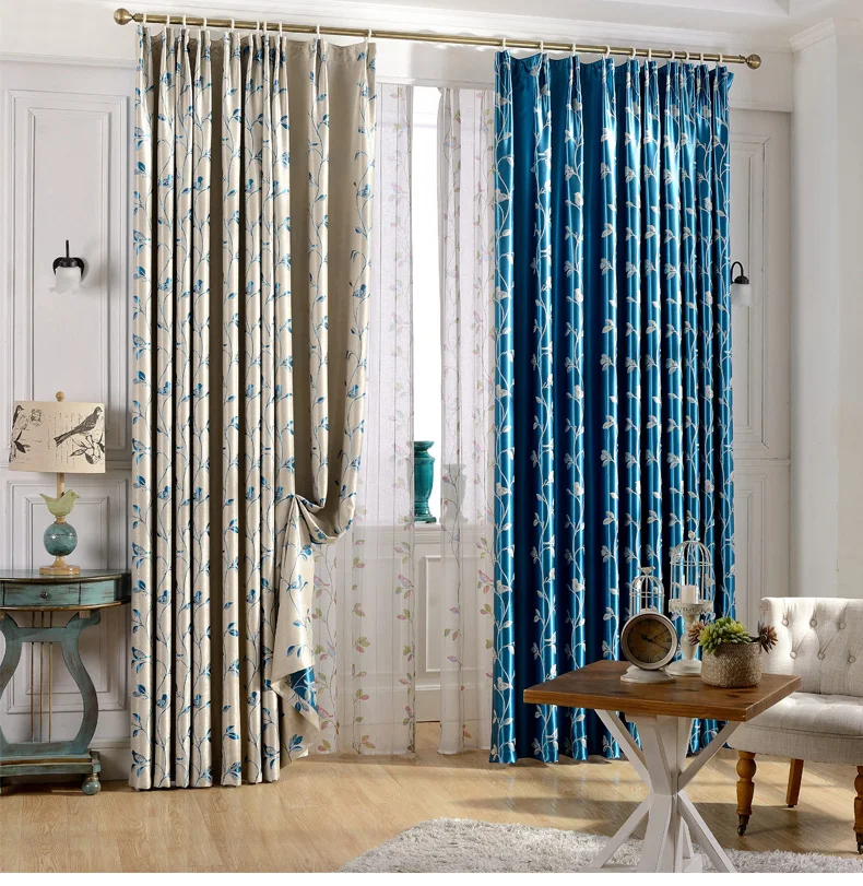 Современные покрывала myru минималистичные двухсторонние шторы для спальни гостиной занавески из ткани с голубыми листьями