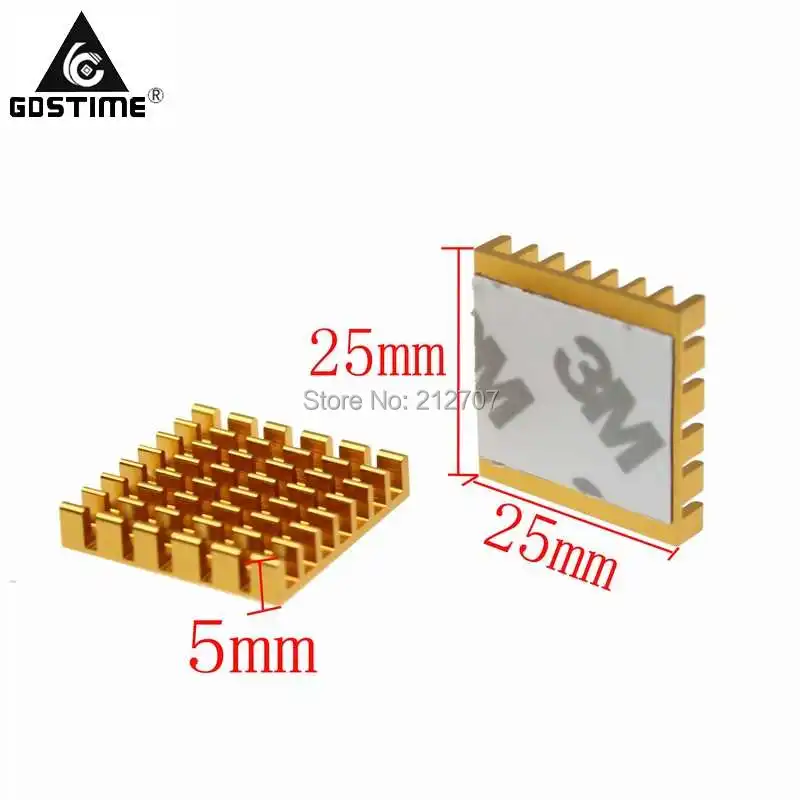 30 шт./лот Gdstime 25x25x5 мм алюминиевый радиатор 25 x 5 с лентой 3 м радиатор|aluminium