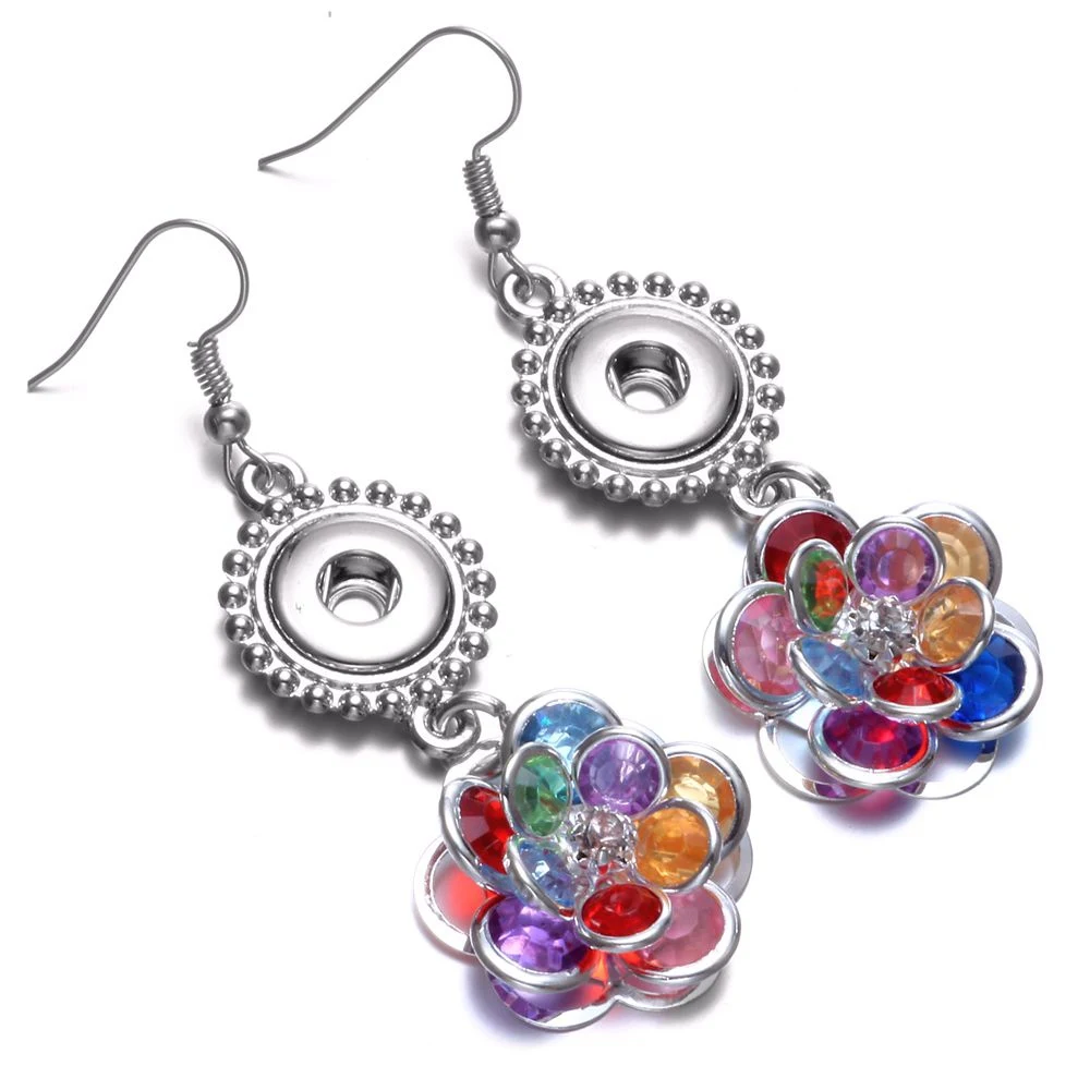 

ES0263c New Arrivals Colorful Metal Flower Charms Earrings Eardrop Fit 12mm Snap Button Snap Earrings Snap Jewelry