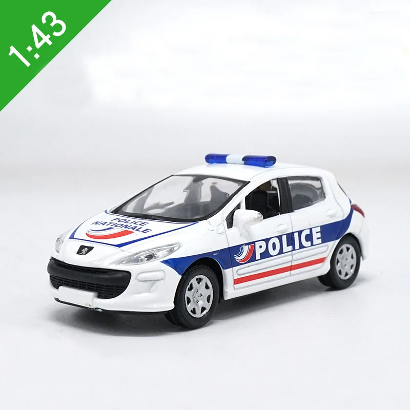 Высокая модель автомобиля из 1:43 сплава peugeot 308 Swat Cop, игрушки для автомобилей из металла, Коллекция игрушечных автомобилей