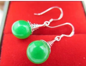 

hj 00602 NEW Fine Classic 925 Sterling Silver & Jade Beautiful Ball Dangle Earring