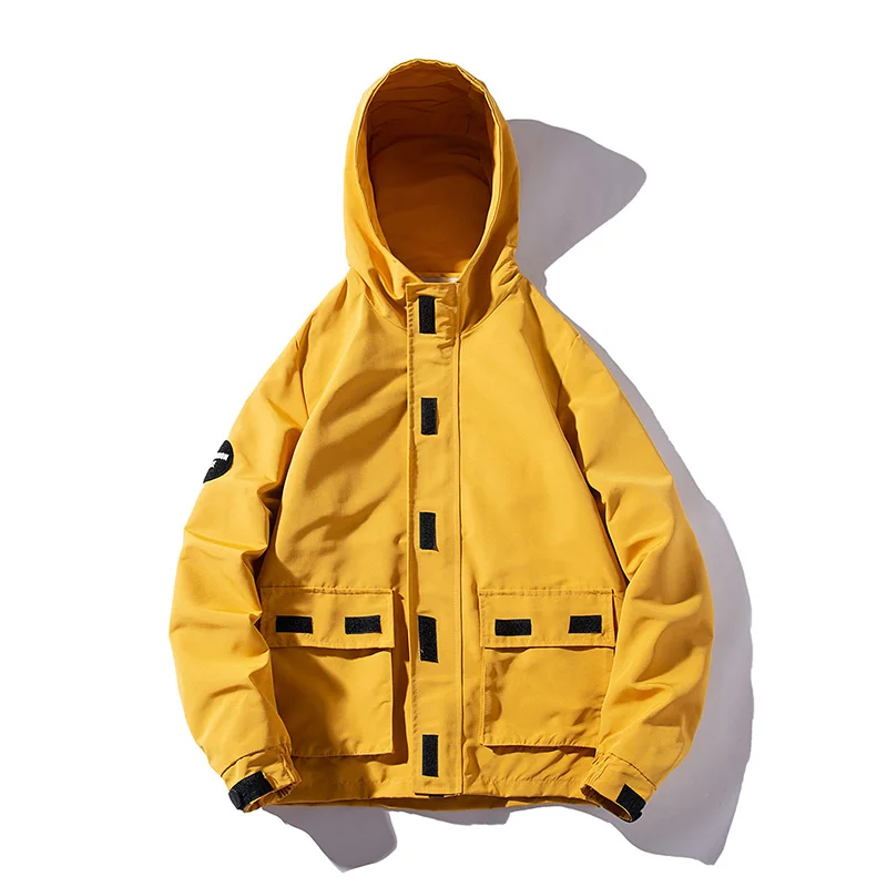 KUYO мужские S Весна Осень Новая Модная приталенная куртка с капюшоном для молодых мужчин тонкие куртки брендовая Повседневная ветровка высшее качество - Цвет: Цвет: желтый