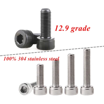 

M1.6 M2 M2.5 M3 M4 M5 M6 allen socket head screw 304 A2 stainless steel Black grade 12.9 Hexagon hex socket head cap screw bolt