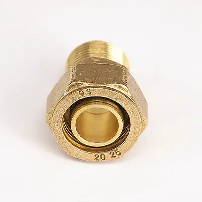 Прямой Латунный компрессионный соединитель для труб 16x20 мм IDxOD x 3/4 &quotBSP подогрева
