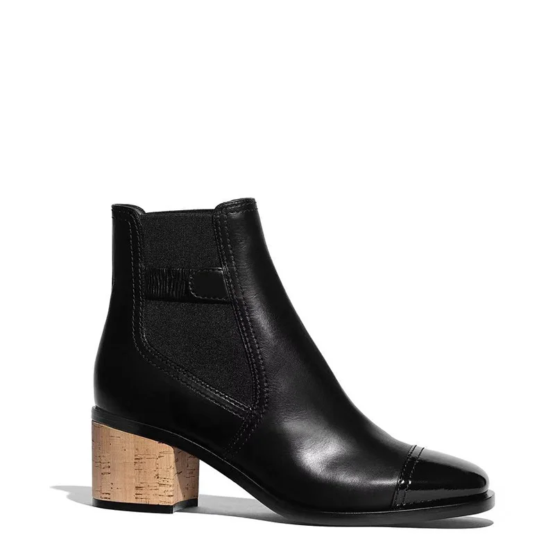 

2019 New Fashion Spring/Autumn Genuine Leather High-heeled 5.5cm Round Toe Women Boots Luxury Shoes Women Designers