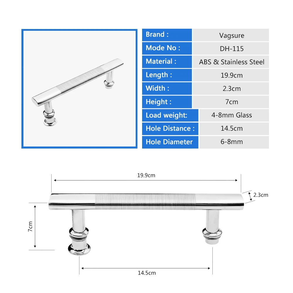 Vagsure 2 шт./лот ABS+ нержавеющая сталь матовая раздвижная ручка дверная ручка для мебели интерьерные аксессуары для душевой кабины фурнитура