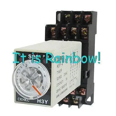 

Free Shipping AC 220V 14 Pins 4PDT 0-5S 5 Seconds Timer Delay DIN Rail Time Relay H3Y-4 w Base
