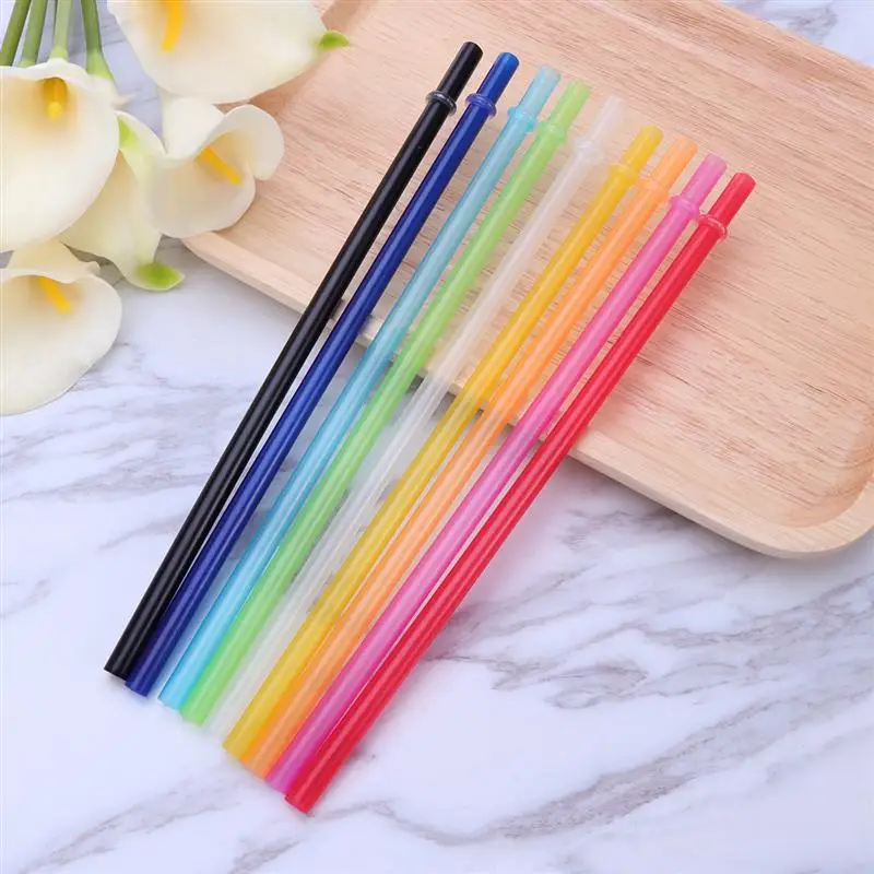 25pcs Pure Color Reusable Plastic Thick Drinking Straws Two Colors