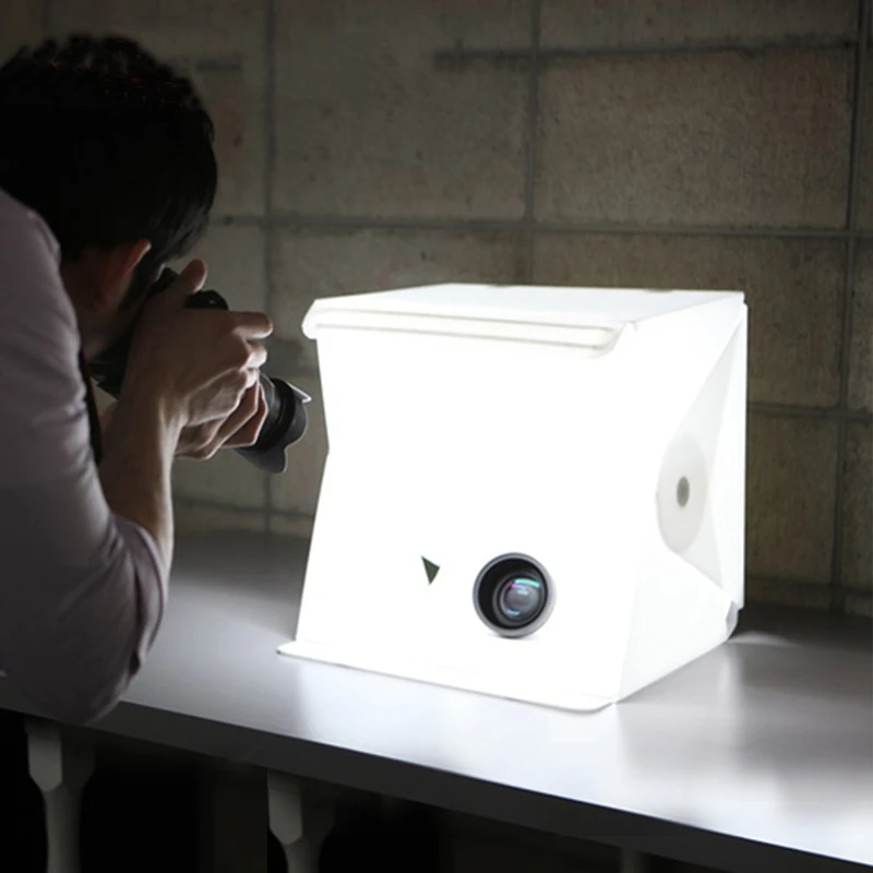 Portable Mini Folding Studio Diffuse Soft Box Lightbox With LED Light Black White Photography Background Photo Studio box
