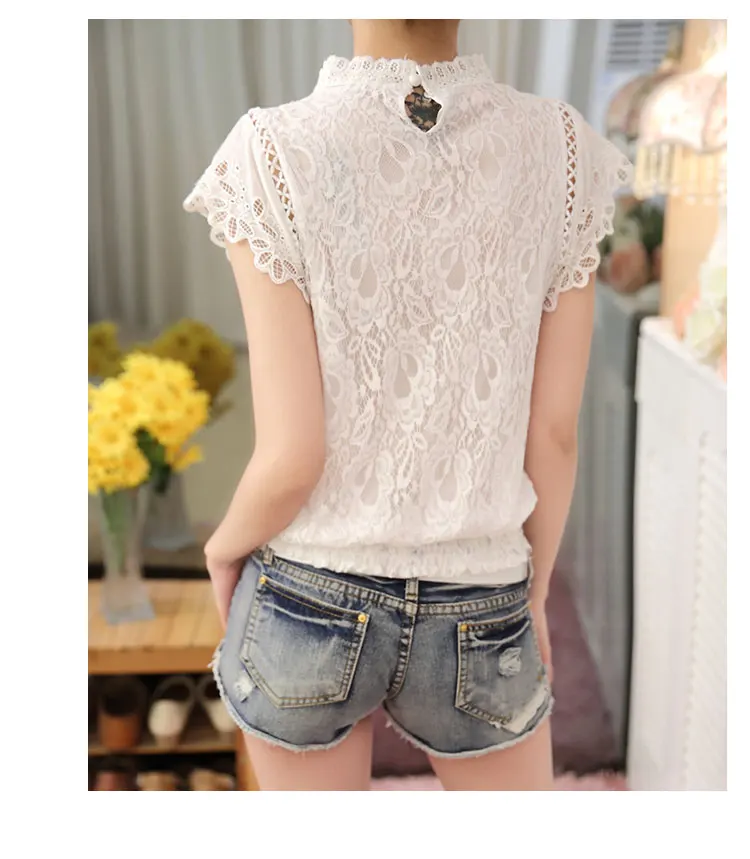 Short Petal Sleeve Floral Lace Tops Chiffon Blouse Shirt (Us 2-16)