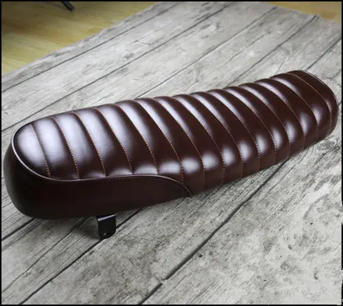 

For CAFE RACER SEAT WITH MULTI FIT BRACKETS BROWN LEATHER LOOK