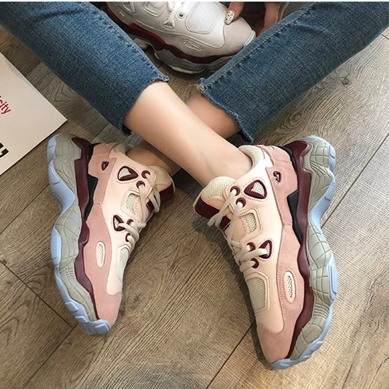 

Women's Chunky Sneakers 2019 Designer Women Vulcanize Shoes Fashion Autumn Platform Shoese Tenis Feminino Dad Shoes Basket