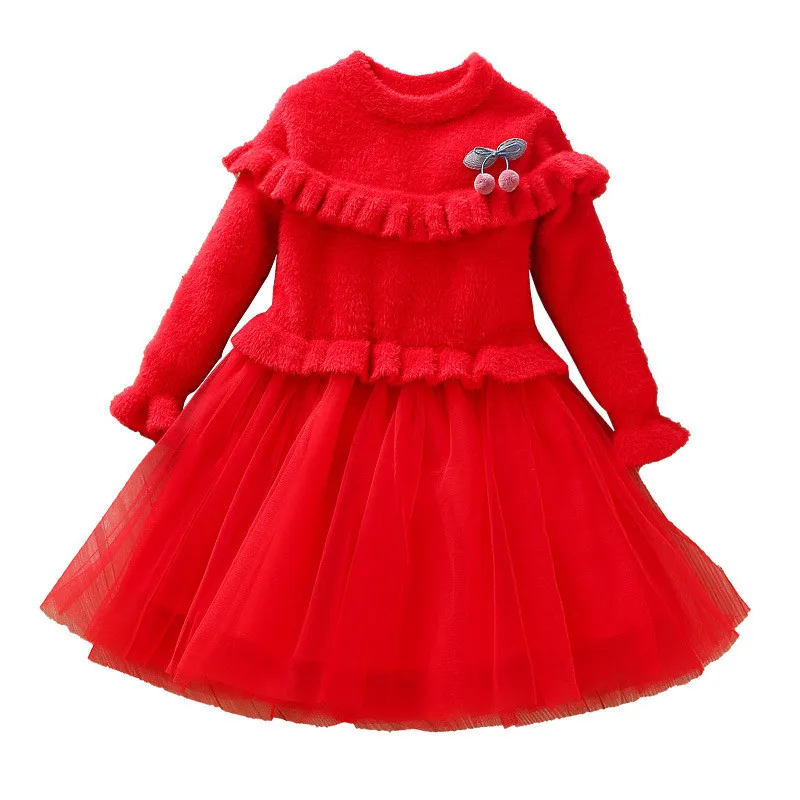 

Plus Velvet Winter Warm Princess Dress Chinese Style Wedding Little Girls Dress Party Birthday Children Kid New Years Clothes