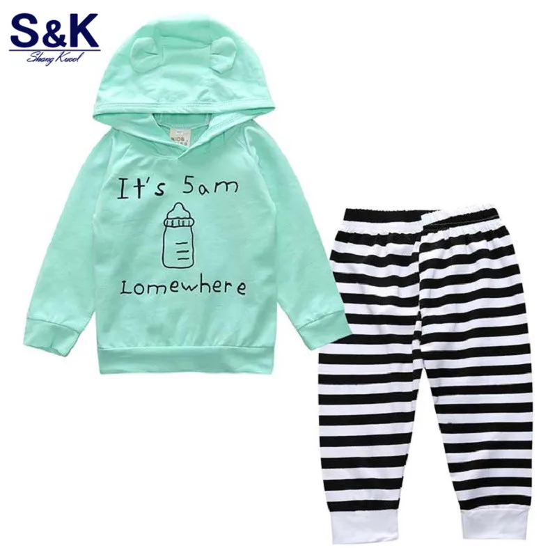 

2019 New style baby boys long-sleeved clothing Hooded T-shirt + pants 2 pcs. Newborn baby clothes set baby clothes suit Xy-228