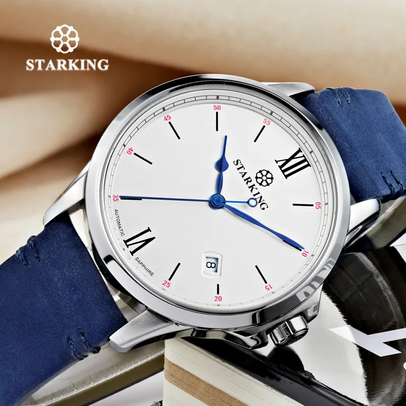 

STARKING Watch Relogio Masculino Leather Mechanical Men WristWatch Simple Automatic Self-wind Watch Men Water Resistant Autodate