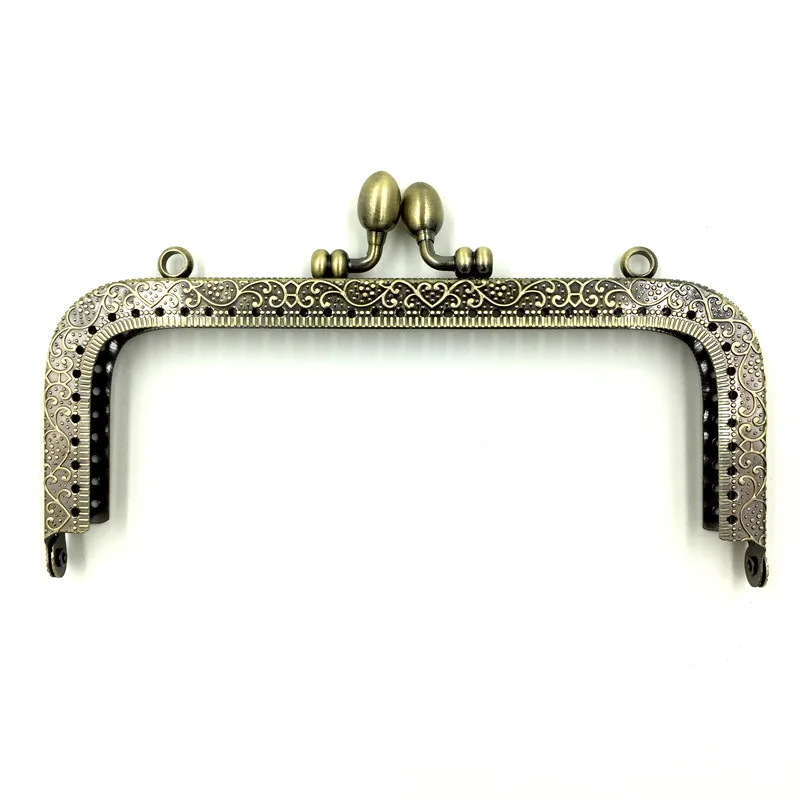 

10Pcs Retro Bronze Tone Purse Bag Clutch Metal Rectangle Frame Kiss Clasps Fermoir Lock Handbag Handle 15.5x9cm