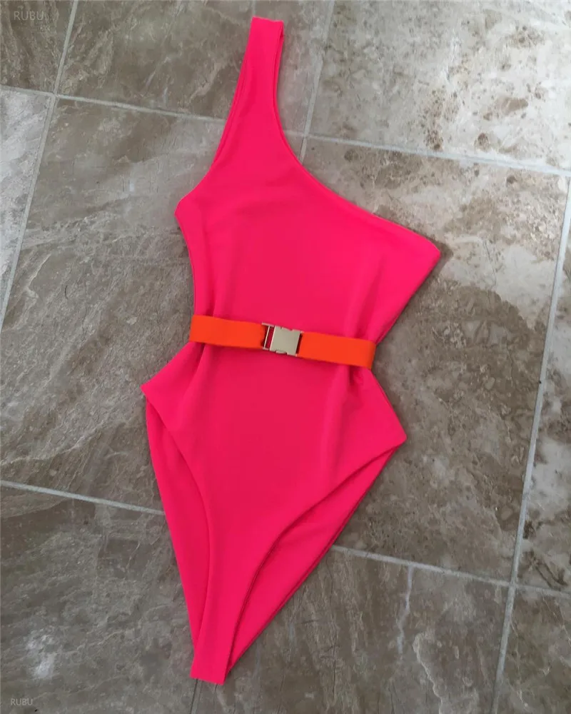 2018 Maillot De Bain Femme Une Piece Badpak сексуальное однотонное с поясом цельный купальник