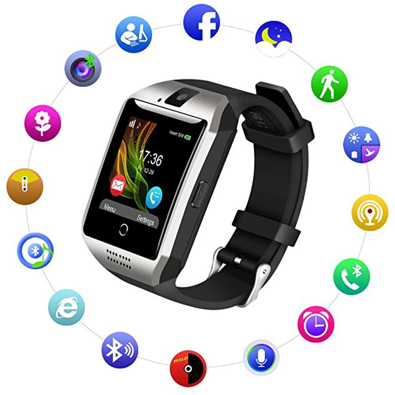 

Bluetooth Smart Watch Smartwatch Q18 Android Phone Call Relogio 2G GSM SIM TF Card Camera for iPhone Samsung HUAWEI PK DZ09 A1