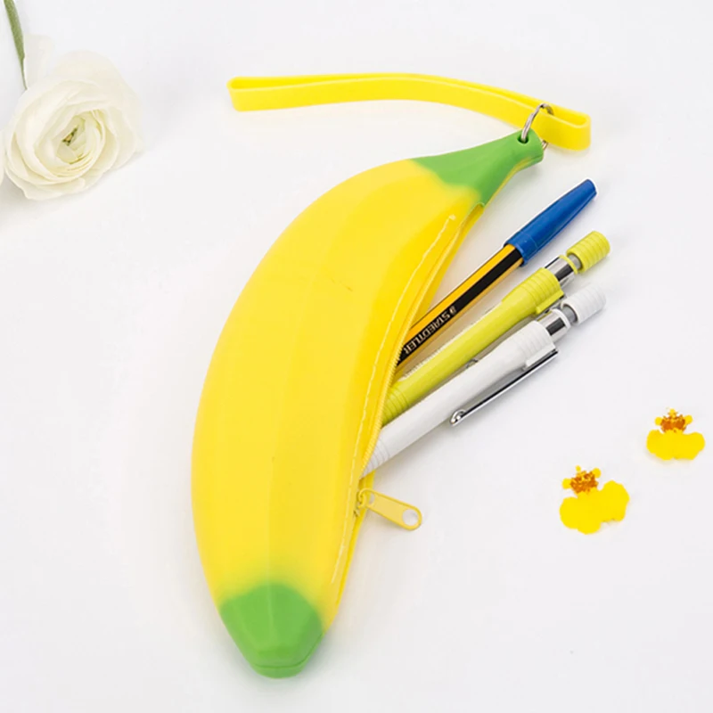 Cute Banana Shape Pen Bag Coin Purse Pouch Pencil Case Silicone