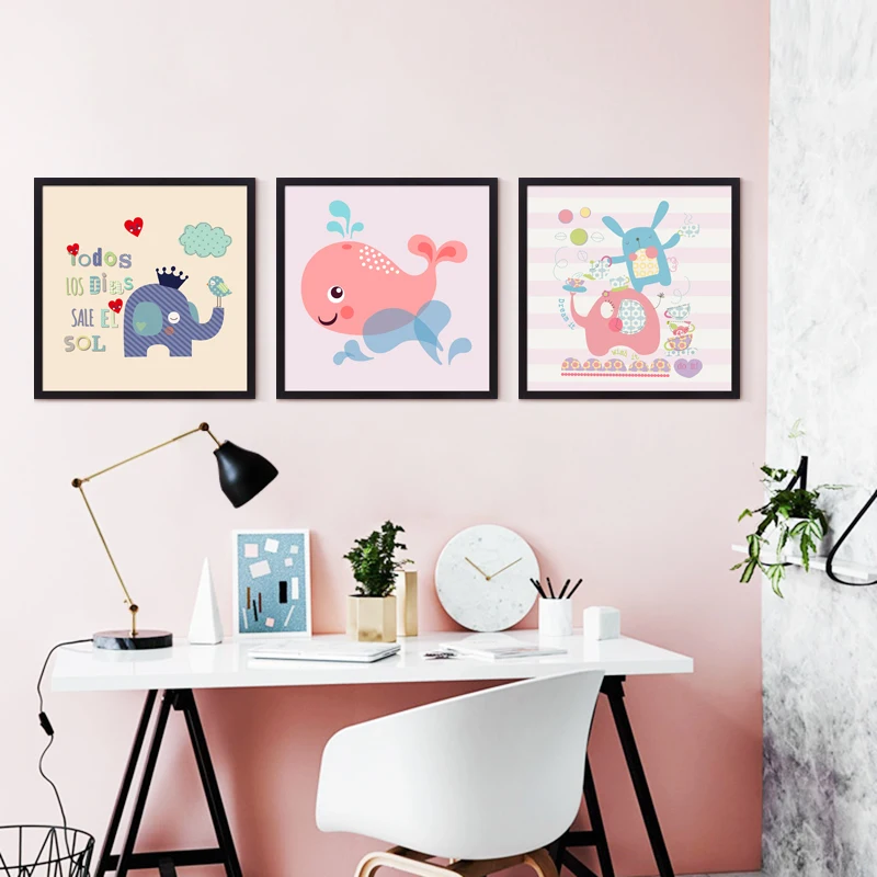 Animais-dos-desenhos-animados-P-ssaro-Urso-Impress-o-Da-Arte-Da-Lona-Retrato-Da-Parede