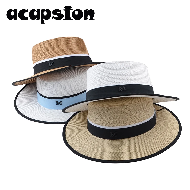 

Woman Summer Straw Sunhat Large Wide Brim Flat Panama Jazz Visor Cap Beach Sun Hats For Women Chapeau Femme Sombreros Mujer A002