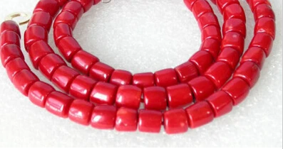 

Jew2891 Genuine length 10mm column red coral beads necklace 29INCH