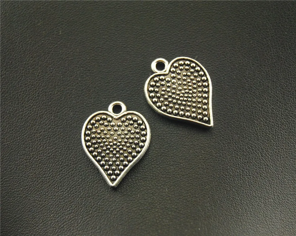 10pcs Silver Color Hearts Charm Pendant DIY Necklace Jewelry Findings