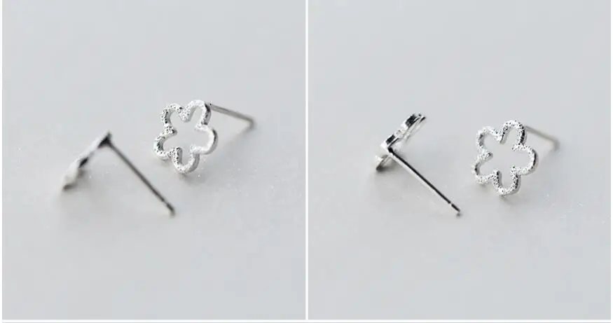 925 пробы серебряные полые серьги-гвоздики в виде цветка для женщин, серьги из гипоаллергенного серебра, ювелирные изделия Букле д 'Орель а076