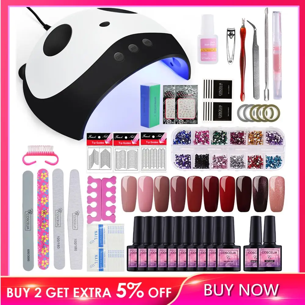 

COSCELIA Nail Polish Kit 36W UV LED Lamp 10 Colors UV Gel Machine Art Tools Set Top Base Manicure Set Gel Nail Polish