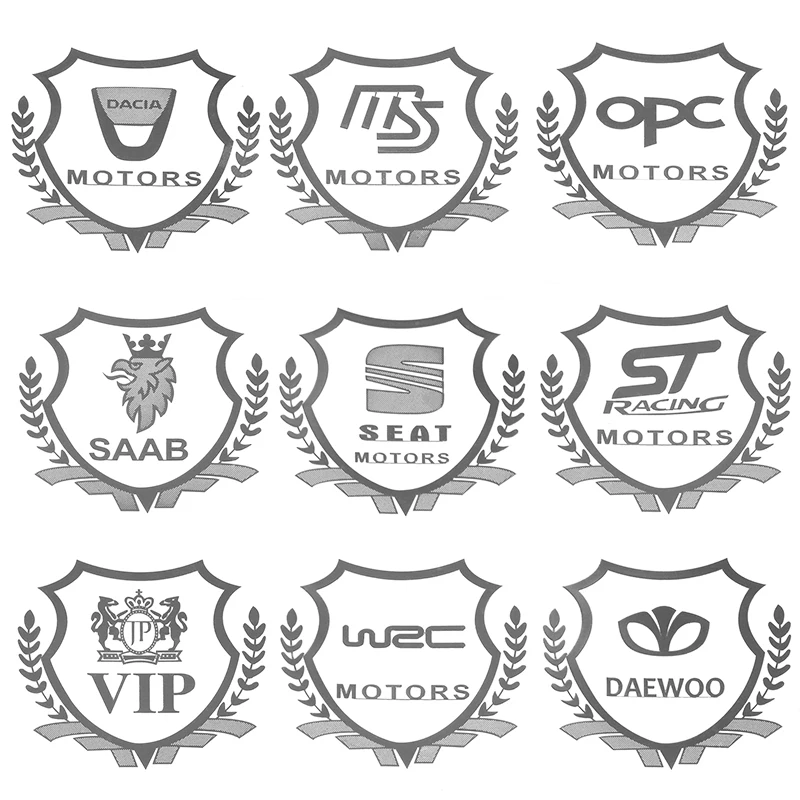 

2pcs silver 3D Metal Car Sticker Emblem Badge case For Lada Renault Opel Dacia Ssangyong SAAB Daewoo Chery Abarth Car Styling