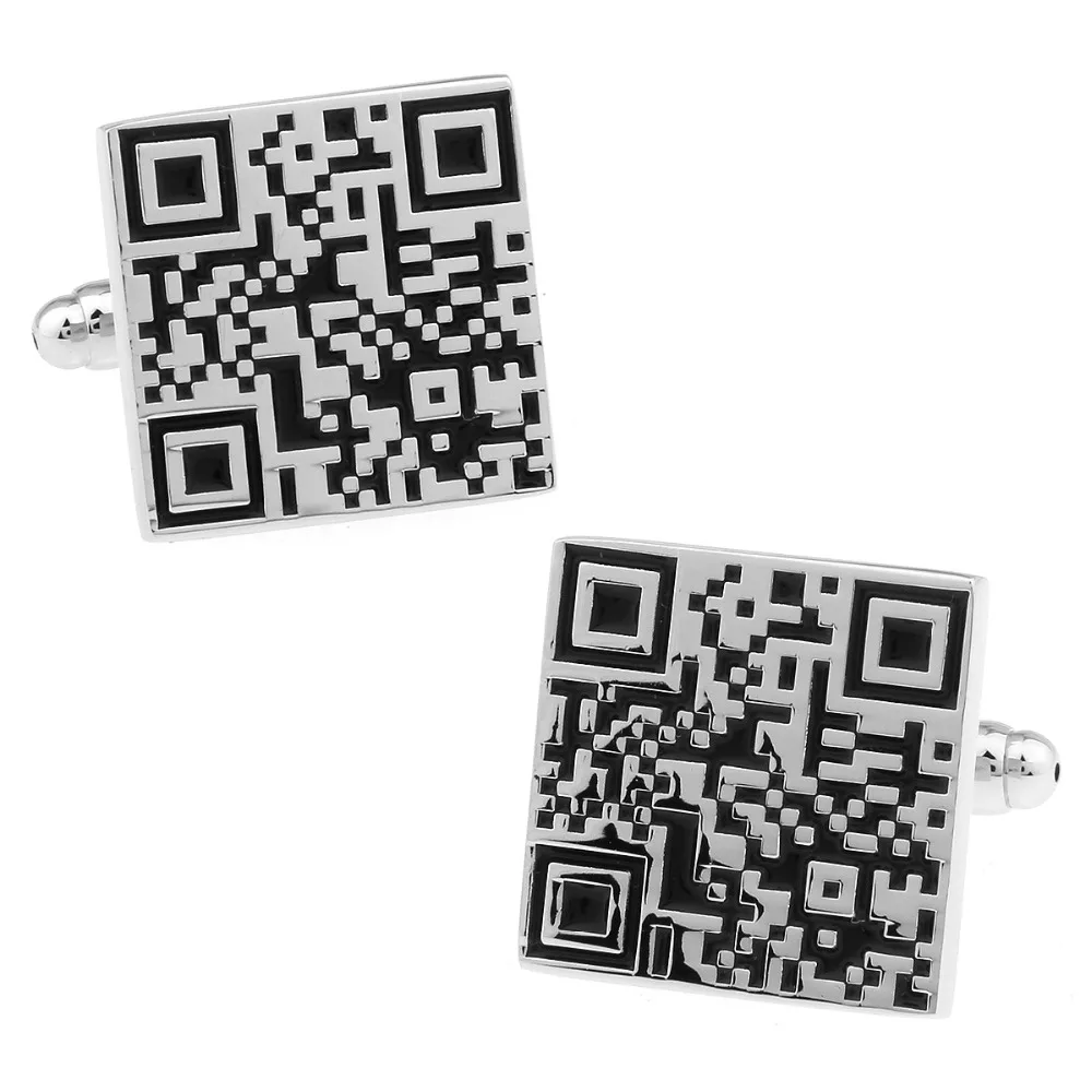

Mens Wedding Cufflinks Novelty Fancy Two-dimension Code & Clean Cloth 171004