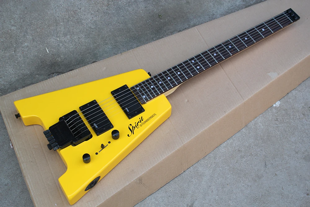 

Factory Yellow Electric Guitar with Maple Neck,Black Hardware,Double Rock,HH Pickups,Active Pickups,Can be Changed