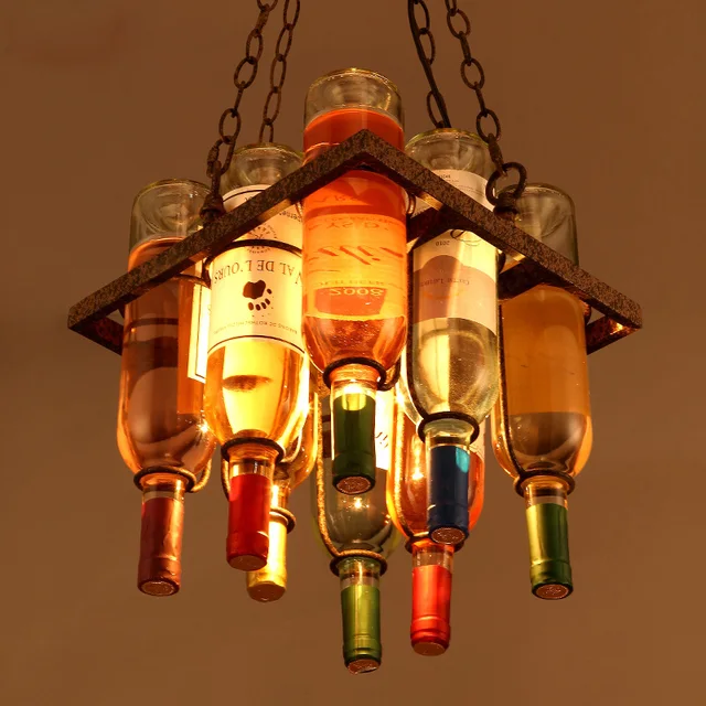 Nordic modern art creative Chandeliers retro wine bottle