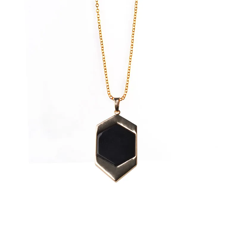 Geometric shape Natural Stone Black Pink Purple Quartz Gem Stone Pendant Necklace Crystal Pendant Necklace For Women