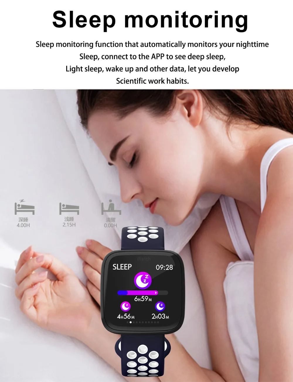 Torntisc F15 Heart Rate Smart band IP67 waterproof Blood pressure oxygen monitor Fitness Bracelet Double color strap smart watch for men women (12)