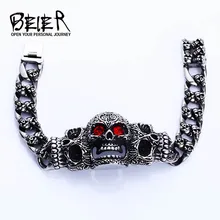 Beier магазин 316L браслет с черепами в стиле панк красный глаз резной велосипед высокого качества ювелирные изделия LLBC8-054