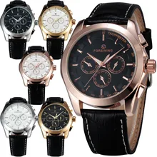 WINNER Men’s Automatic Mechanical Wrist Watch Leather Strap Precision Durable Sub Dials Tachymeter W/ Box
