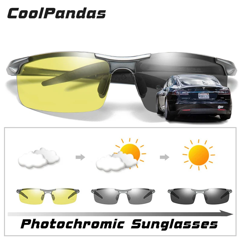 Топ алюминиево-магниевые фотохромные солнцезащитные очки для мужчин, для вождения, поляризационные очки, день, ночное видение, очки для водителя, gafas oculos de sol