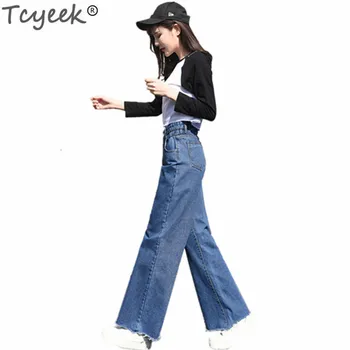 

Tcyeek Women's Jeans with High Waist 2019 Newest Fashion Denim Overalls Plus Size Female Casual Long Wide Leg Jean Pants LWL485