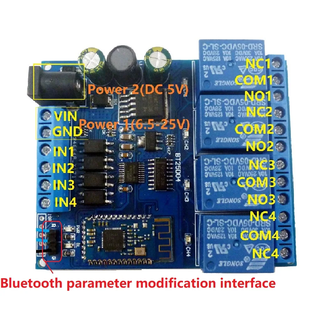 

4 канала, 5-24 В постоянного тока, Bluetooth-совместимое реле V4.0 BLE, радиочастотный беспроводной переключатель для Apple, IOS, телефона Android, умного дома