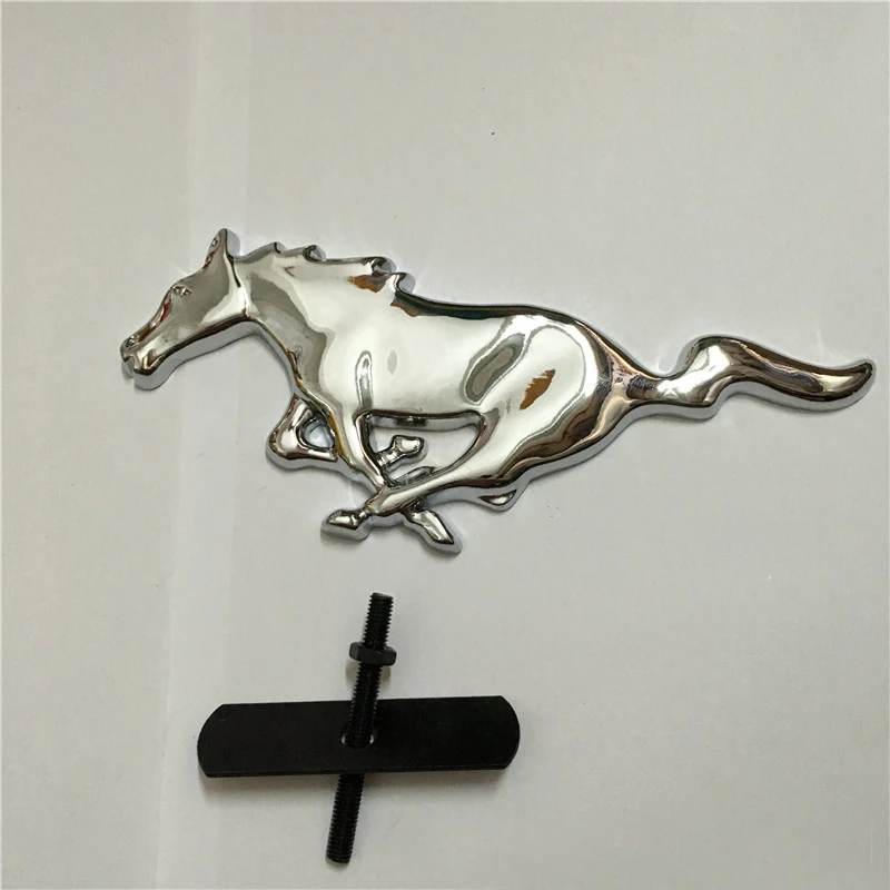  3D Silver Horse Logo Metal Alloy Car Auto Front Hood Grille Emblem Sticker for Ford Mustang Univers