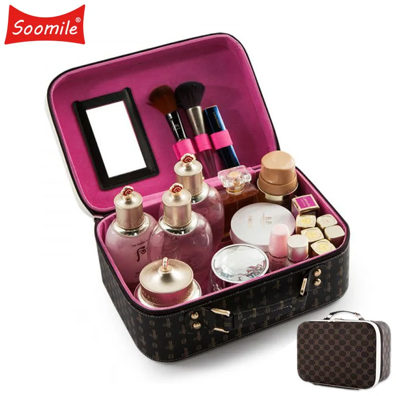 

Soomile Cosmetic Box New Brand Fashion Women Make Up Bag Girl Makeup Cases Printing Lady Toiletry Suitcases Travel Organizer