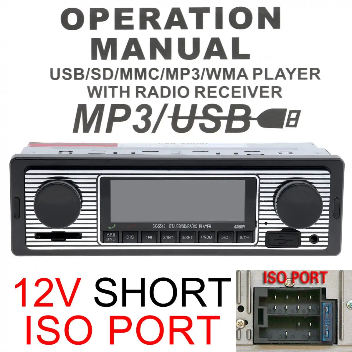 

1 DIN 12V Bluetooth Car Radio MP3 Player Vehicle Stereo Audio FM Stereo Radio FM USB SD AUX Audio Auto Electronics Player