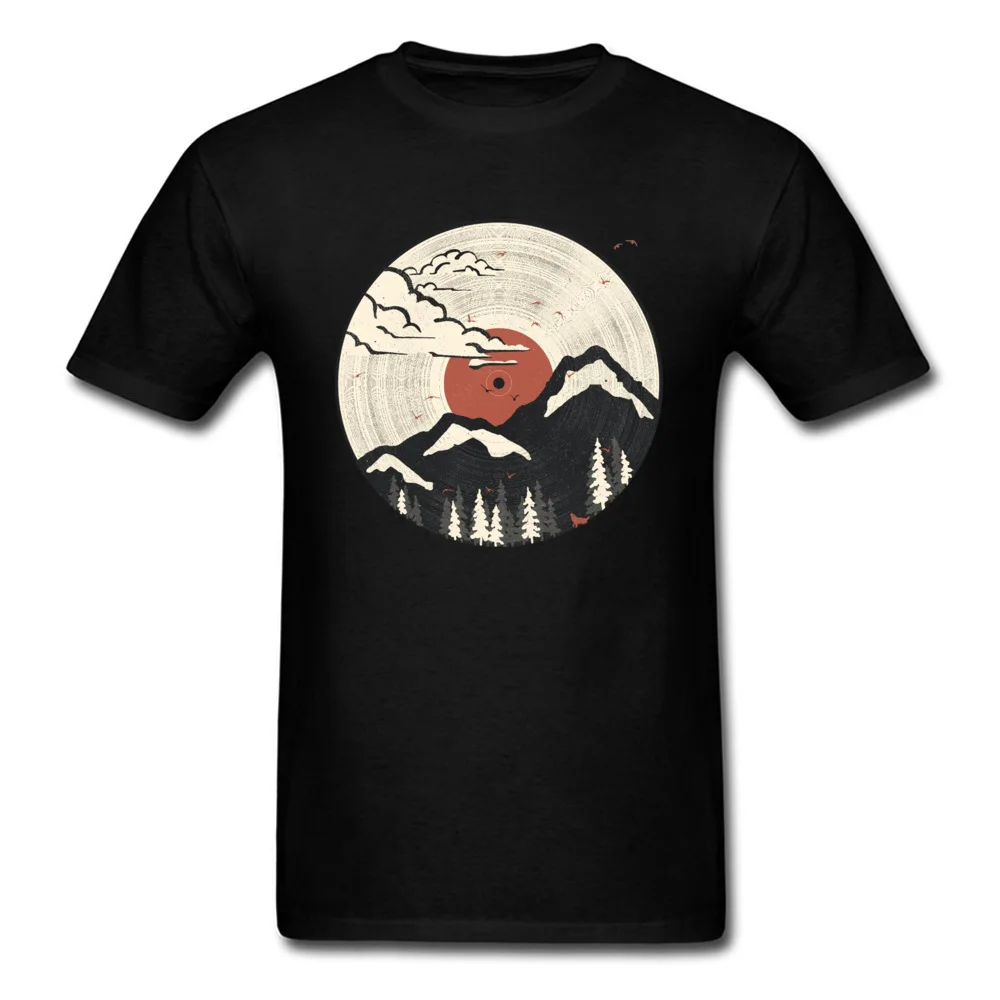 Normal Vinyl-Disc- Short Sleeve Summer Autumn Tops Tees 2018 New Fashion Round Neck 100% Cotton Fabric T Shirt Man T-Shirt Vinyl-Disc- black