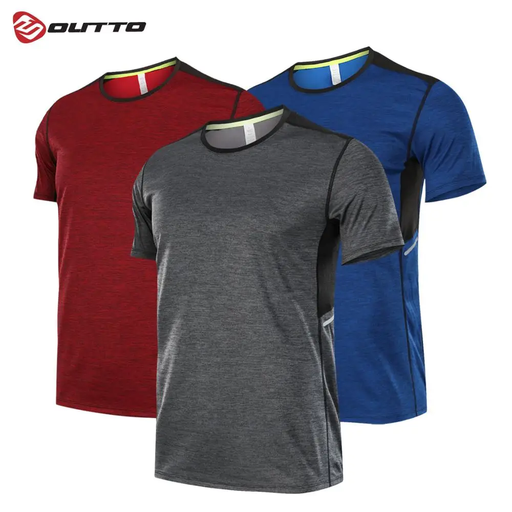 Outto Men's Running T shirts Short Sleeve Gym Fitness Quick Dry Slim