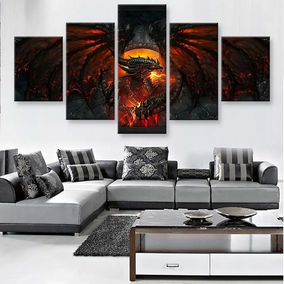  color Paintings World War Battle DOTA Modern Game Poster Wall Print color 5 Panel Home Decorations 
