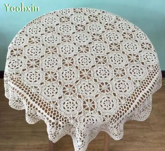 

Vintage Handmade crochet white table cloth towel cover placemat dining lace cotton square tablecloth mat Christmas wedding decor