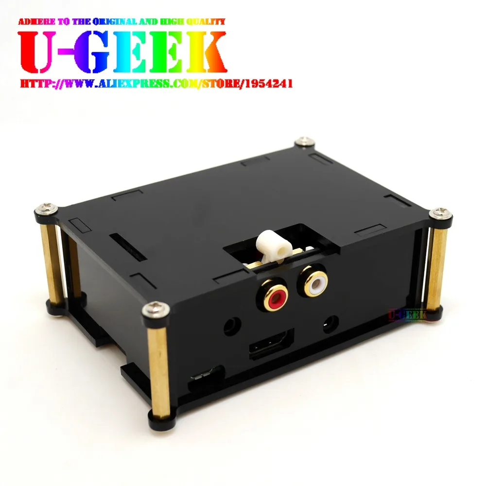 UGEEK AOIDE Raspberry Pi ies интерфейс HIFI DAC+ модуль звуковой карты+ черный акриловый чехол для Raspberry PI 3B+/3B/2B/B